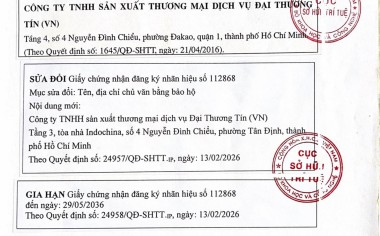 GIẤY CHỨNG NHẬN NHÃN HIỆU SUN - FLEX
